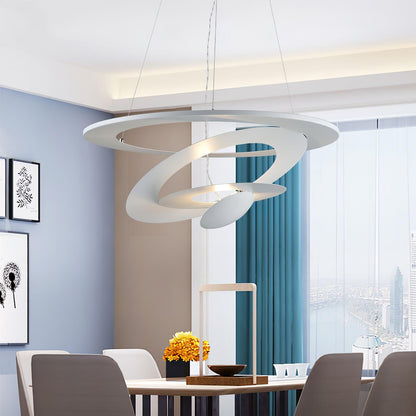 Pendant Lamp Modern Spiral Ring Design with Adjustable Suspension Cable