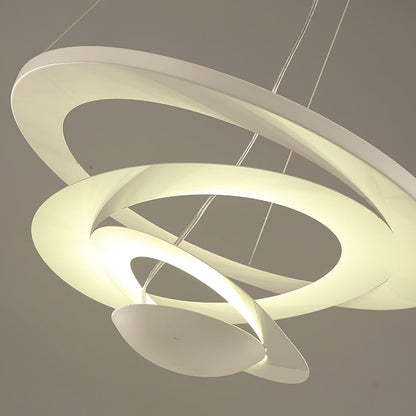 Pendant Lamp Modern Spiral Ring Design with Adjustable Suspension Cable