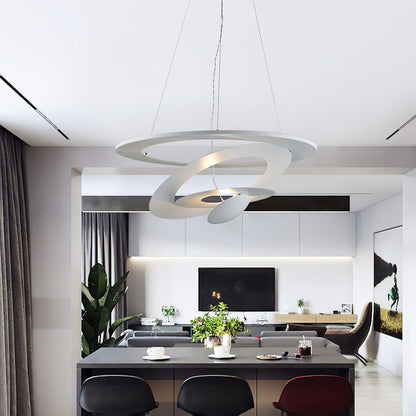Pendant Lamp Modern Spiral Ring Design with Adjustable Suspension Cable