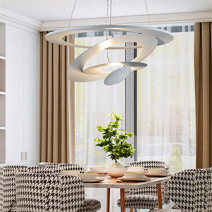 Pendant Lamp Modern Spiral Ring Design with Adjustable Suspension Cable
