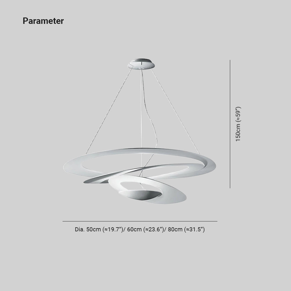 Pendant Lamp Modern Spiral Ring Design with Adjustable Suspension Cable