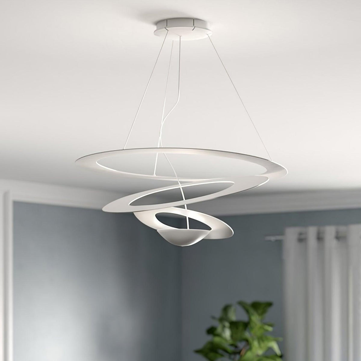Pendant Lamp Modern Spiral Ring Design with Adjustable Suspension Cable