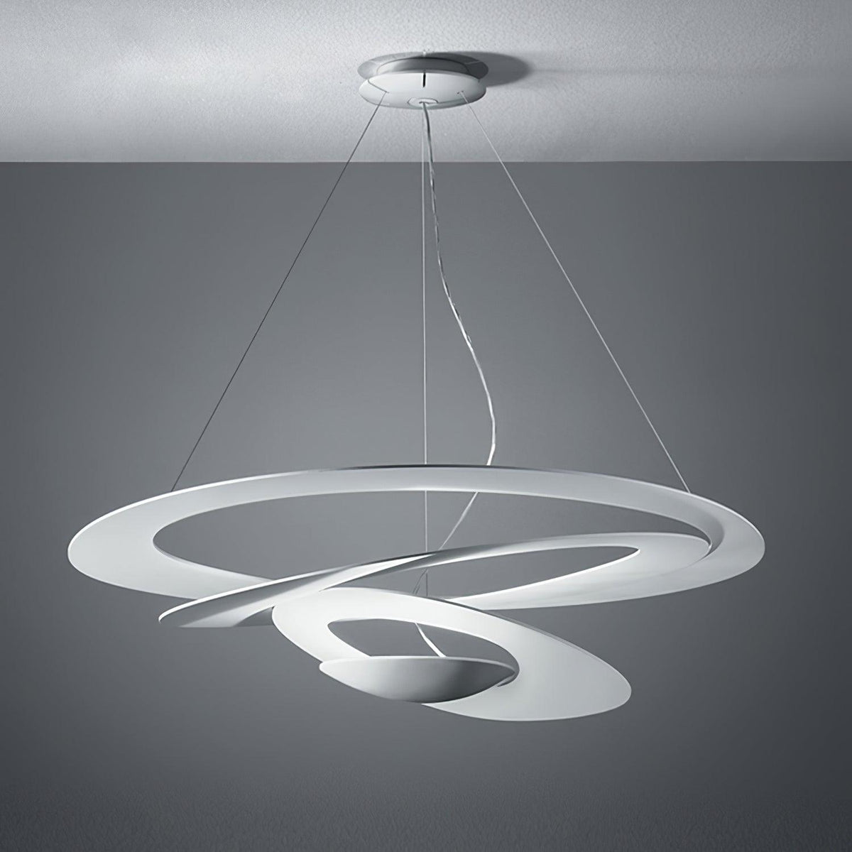 Pendant Lamp Modern Spiral Ring Design with Adjustable Suspension Cable