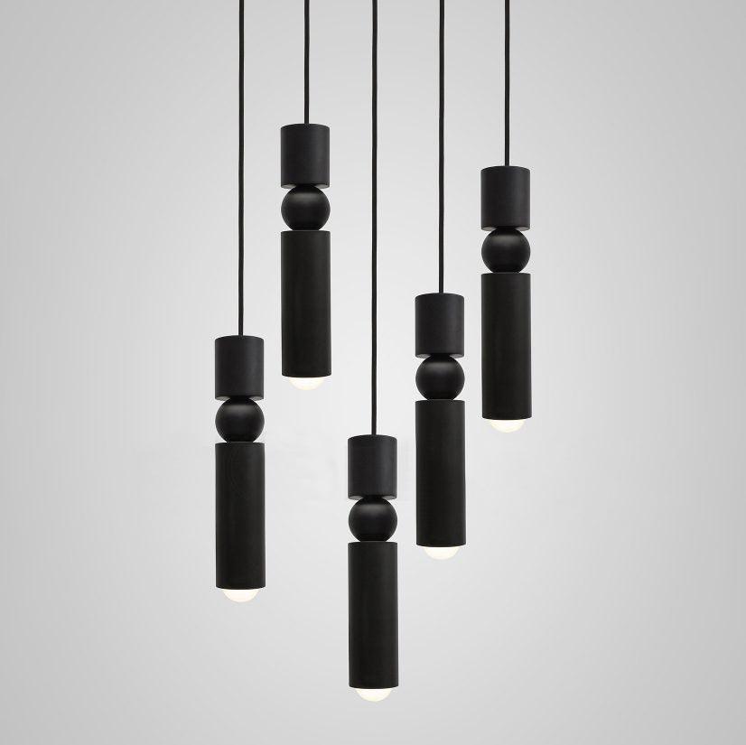 Pendant Lamp Modern with Cylindrical Body and Sphere Detail
