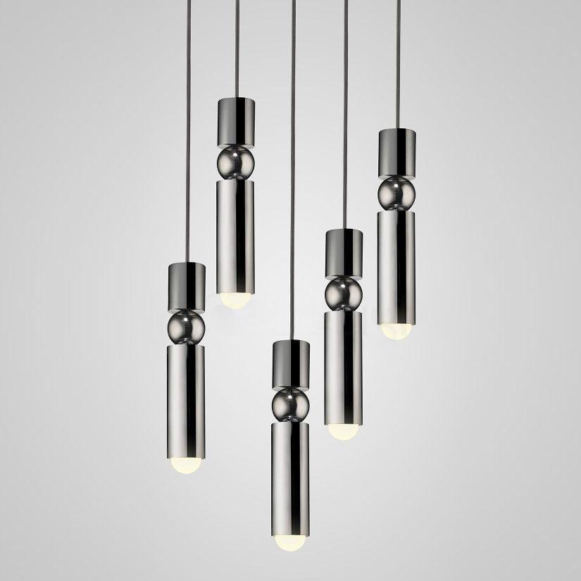 Pendant Lamp Modern with Cylindrical Body and Sphere Detail