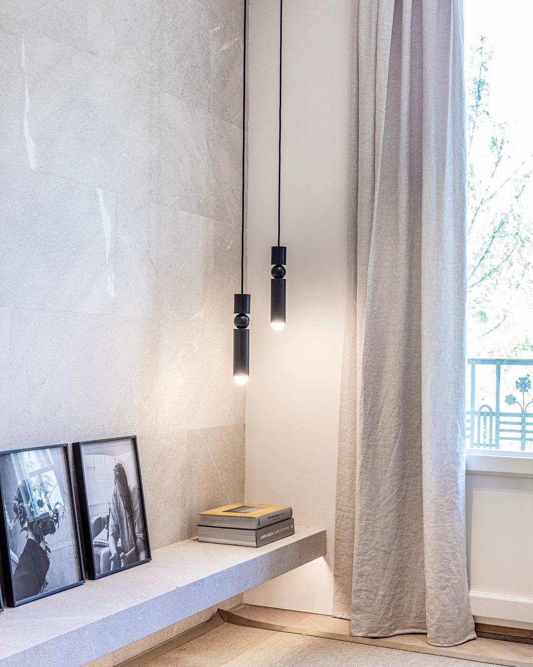 Pendant Lamp Modern with Cylindrical Body and Sphere Detail
