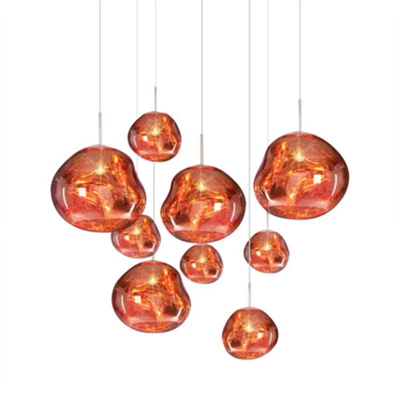 Pendant Lamp Modern with Molten Glass Globe Shade