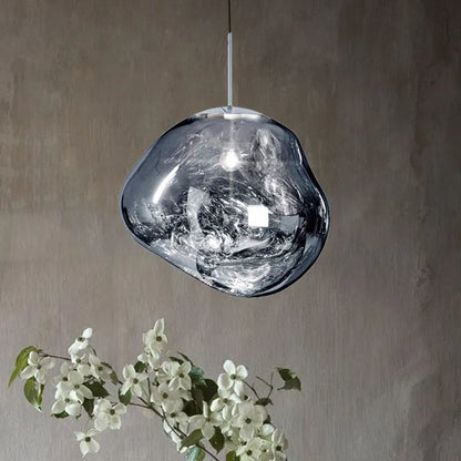 Pendant Lamp Modern with Molten Glass Globe Shade