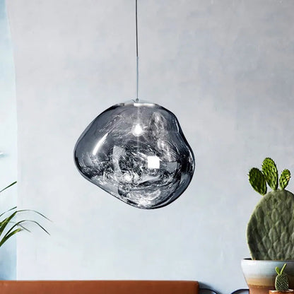Pendant Lamp Modern with Molten Glass Globe Shade