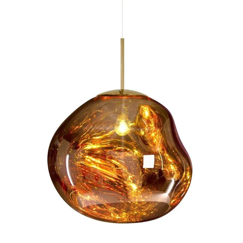 Pendant Lamp Modern with Molten Glass Globe Shade