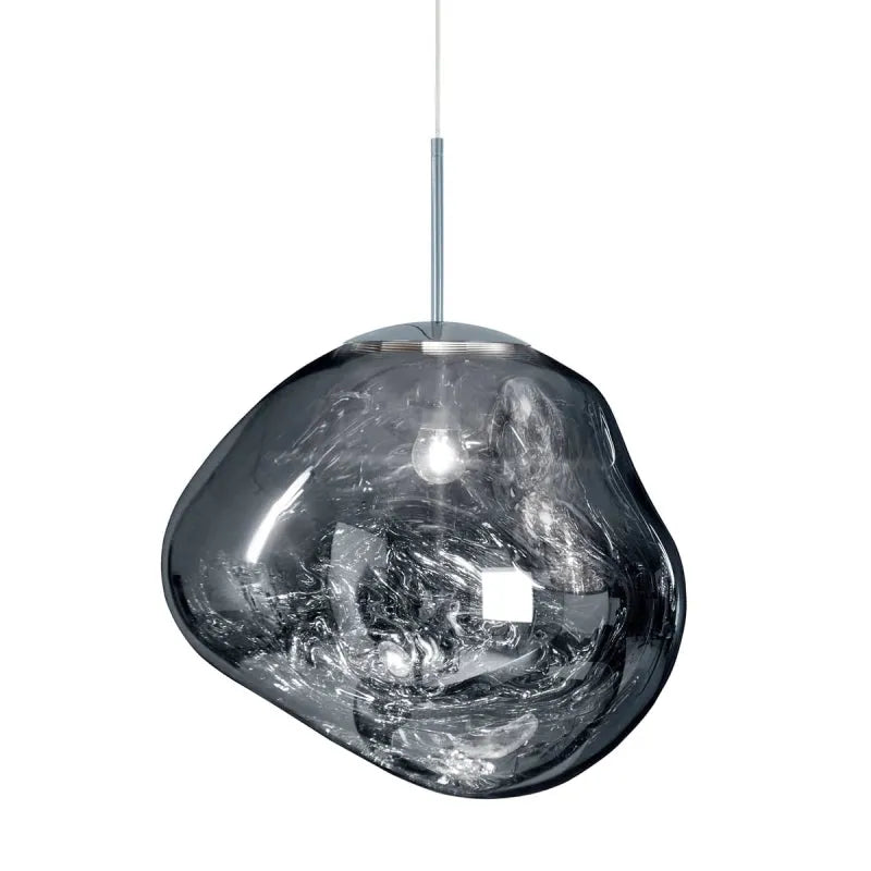 Pendant Lamp Modern with Molten Glass Globe Shade