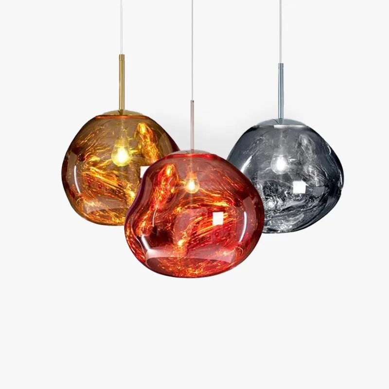 Pendant Lamp Modern with Molten Glass Globe Shade