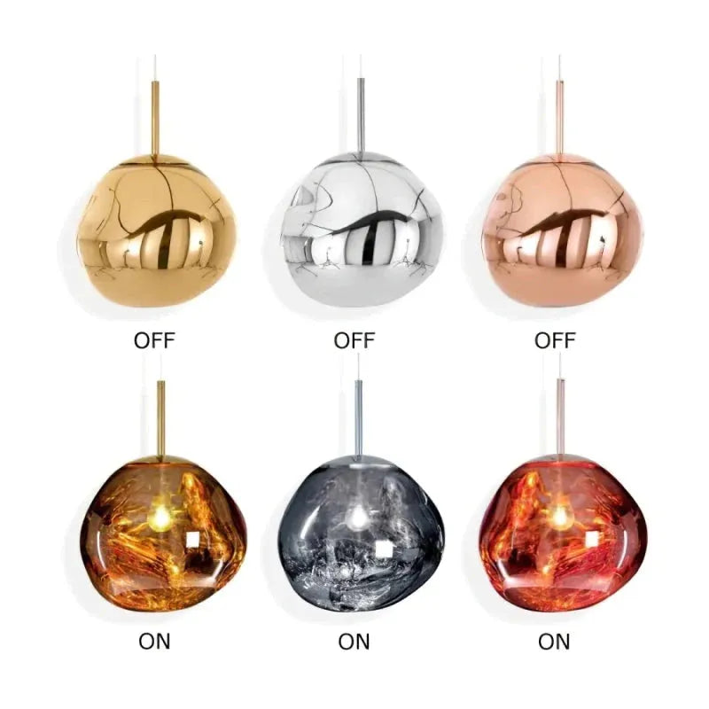 Pendant Lamp Modern with Molten Glass Globe Shade
