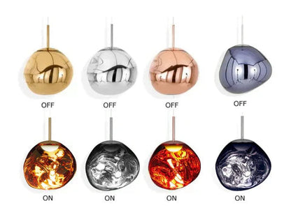 Pendant Lamp Modern with Molten Glass Globe Shade