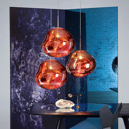 Pendant Lamp Modern with Molten Glass Globe Shade