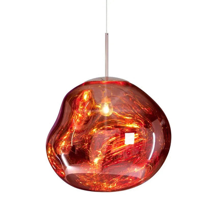 Pendant Lamp Modern with Molten Glass Globe Shade