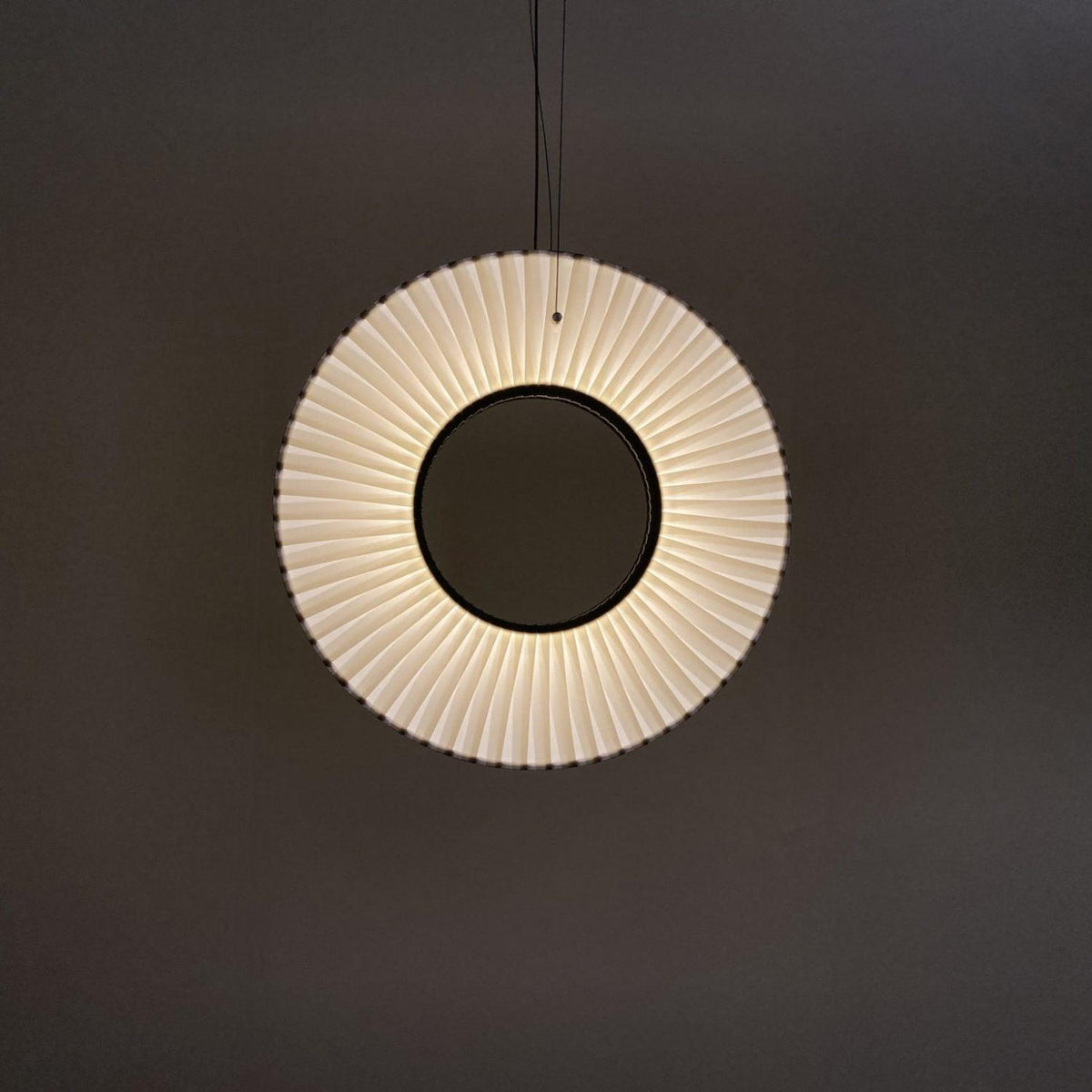 Pendant Lamp Modern with Round Pleated Shade and Open Center