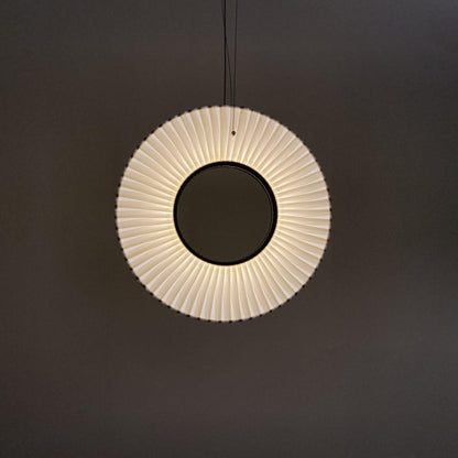 Pendant Lamp Modern with Round Pleated Shade and Open Center