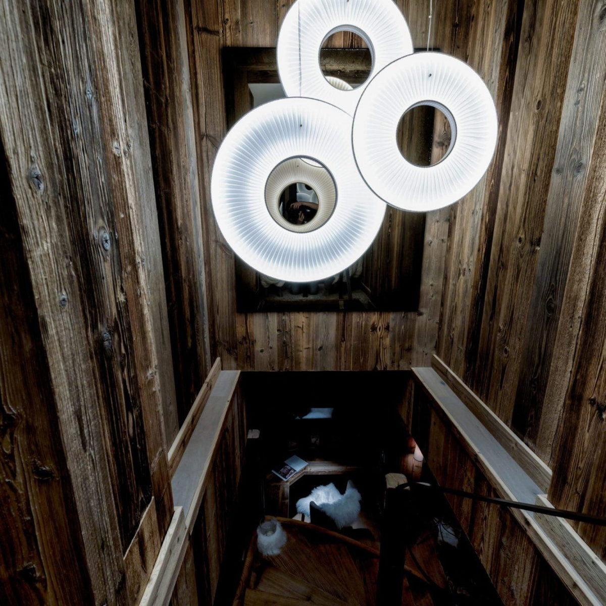 Pendant Lamp Modern with Round Pleated Shade and Open Center