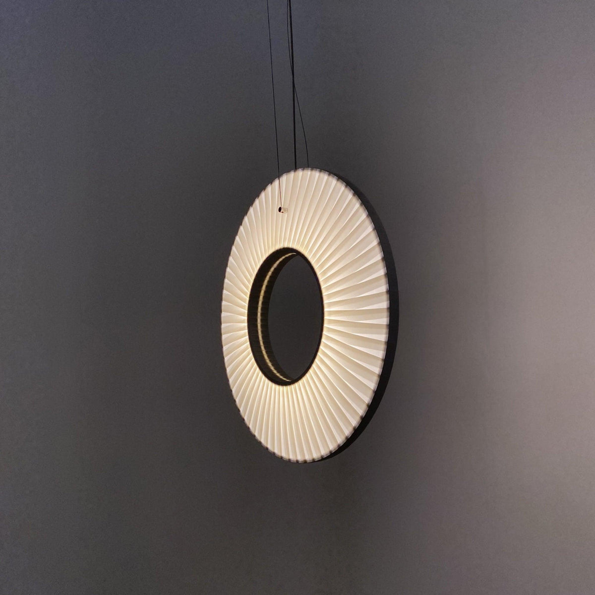 Pendant Lamp Modern with Round Pleated Shade and Open Center