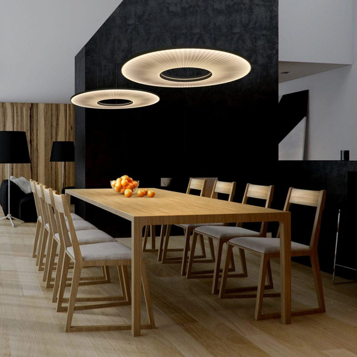 Pendant Lamp Modern with Round Pleated Shade and Open Center