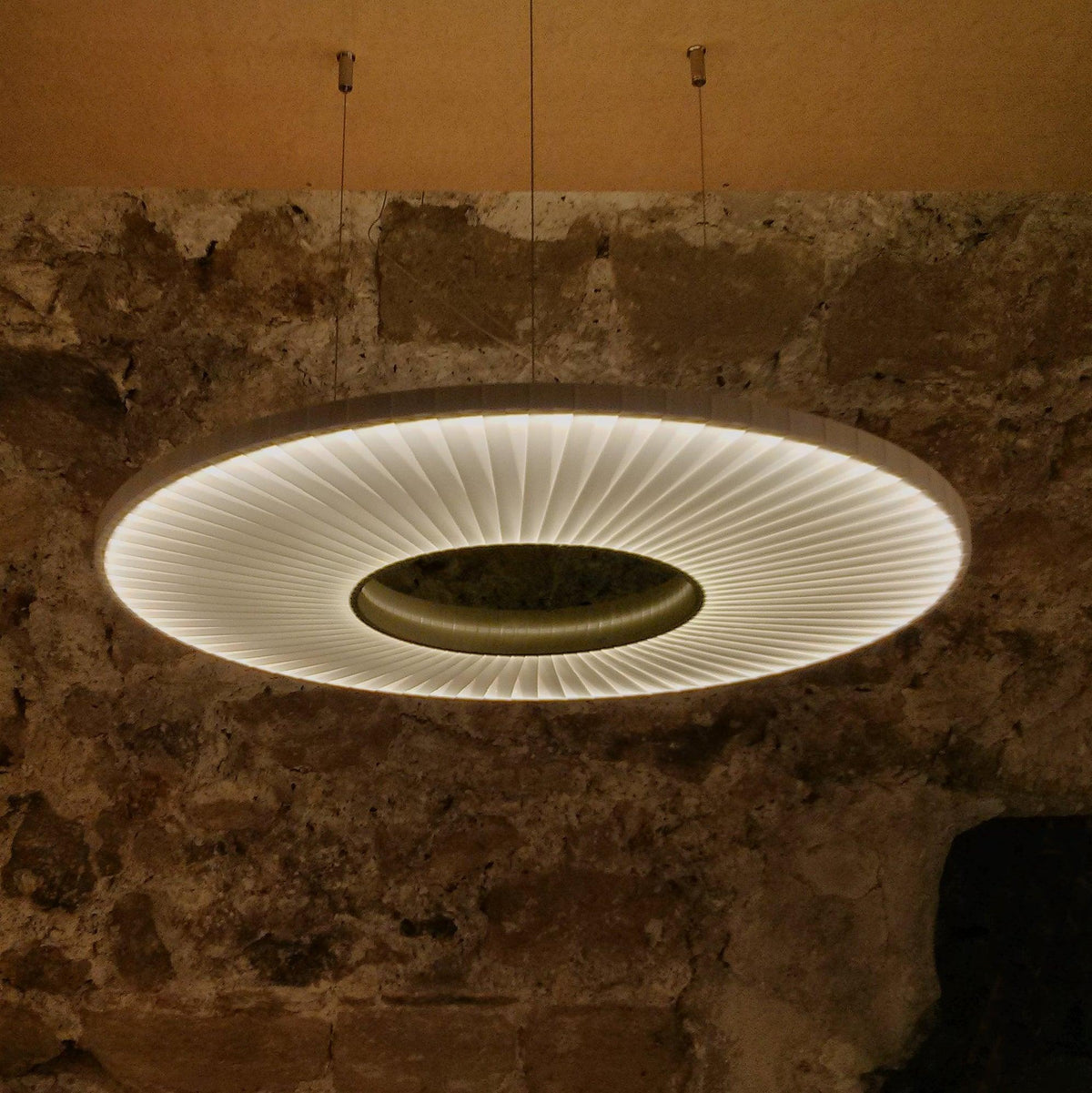 Pendant Lamp Modern with Round Pleated Shade and Open Center