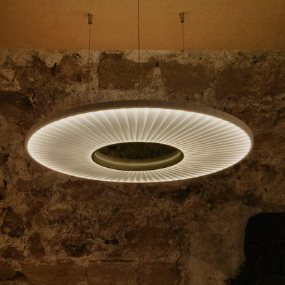 Pendant Lamp Modern with Round Pleated Shade and Open Center