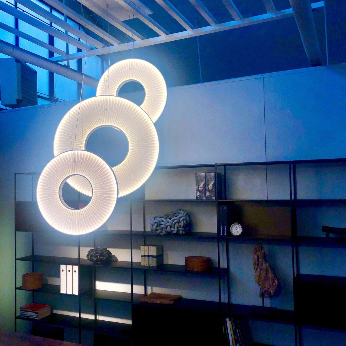 Pendant Lamp Modern with Round Pleated Shade and Open Center
