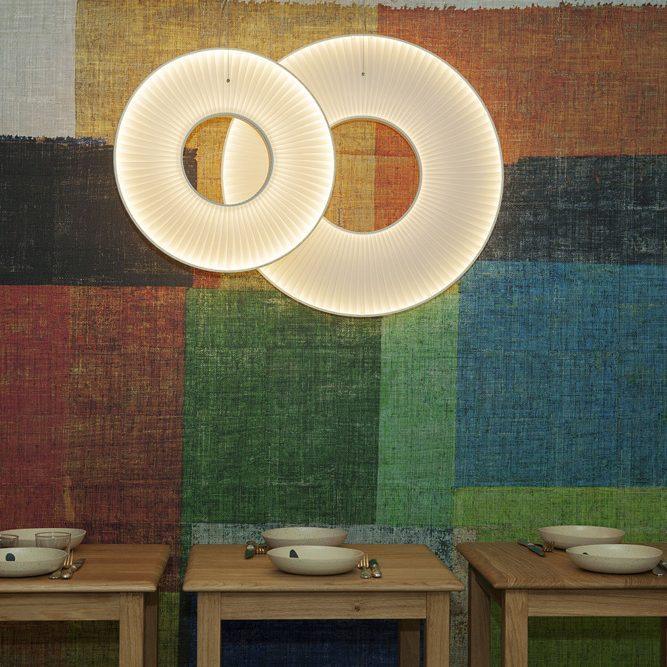 Pendant Lamp Modern with Round Pleated Shade and Open Center