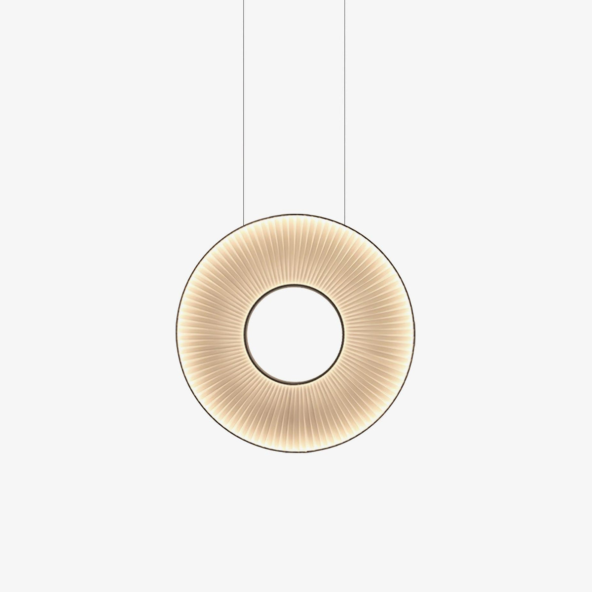 Pendant Lamp Modern with Round Pleated Shade and Open Center