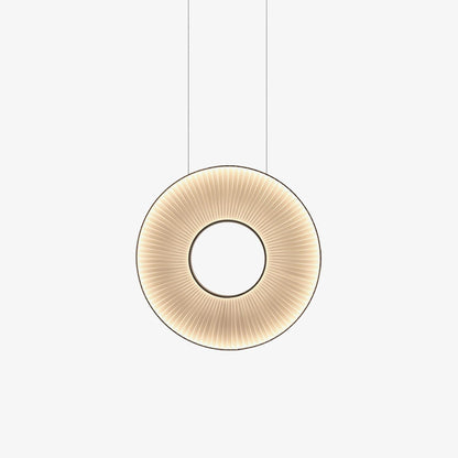 Pendant Lamp Modern with Round Pleated Shade and Open Center