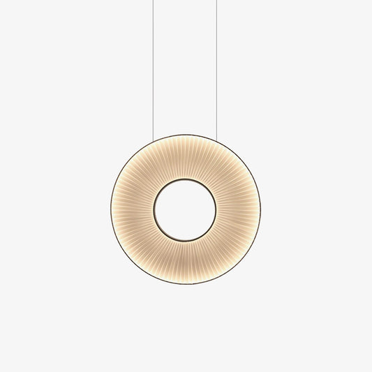 Pendant Lamp Modern with Round Pleated Shade and Open Center