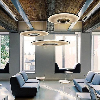 Pendant Lamp Modern with Round Pleated Shade and Open Center
