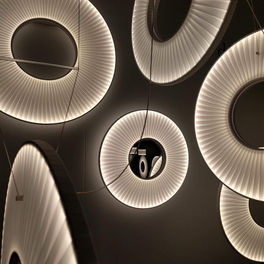 Pendant Lamp Modern with Round Pleated Shade and Open Center