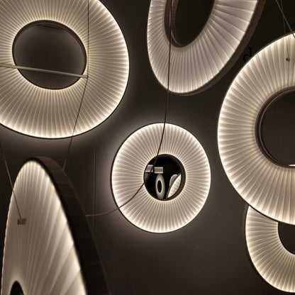 Pendant Lamp Modern with Round Pleated Shade and Open Center