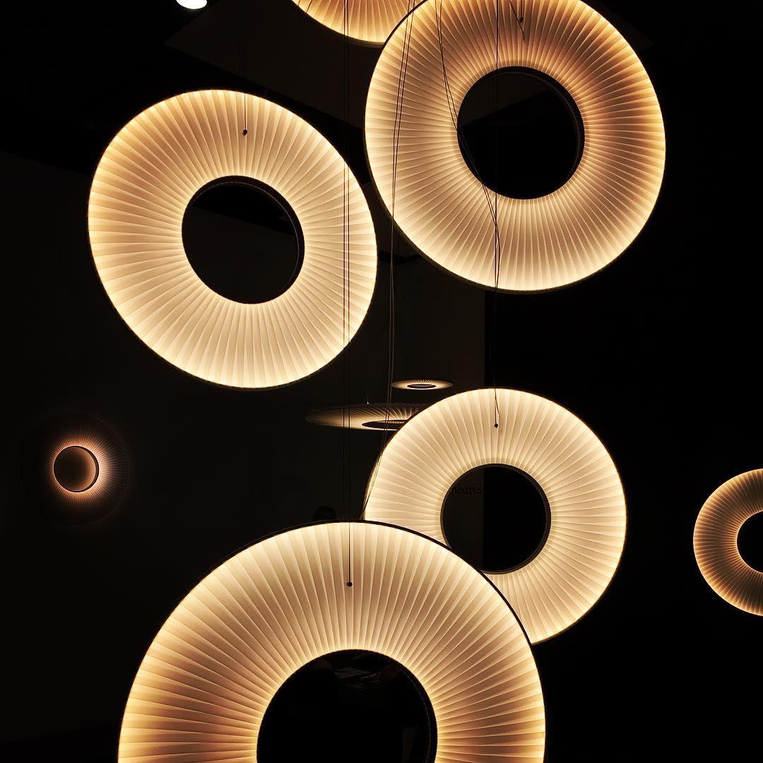 Pendant Lamp Modern with Round Pleated Shade and Open Center