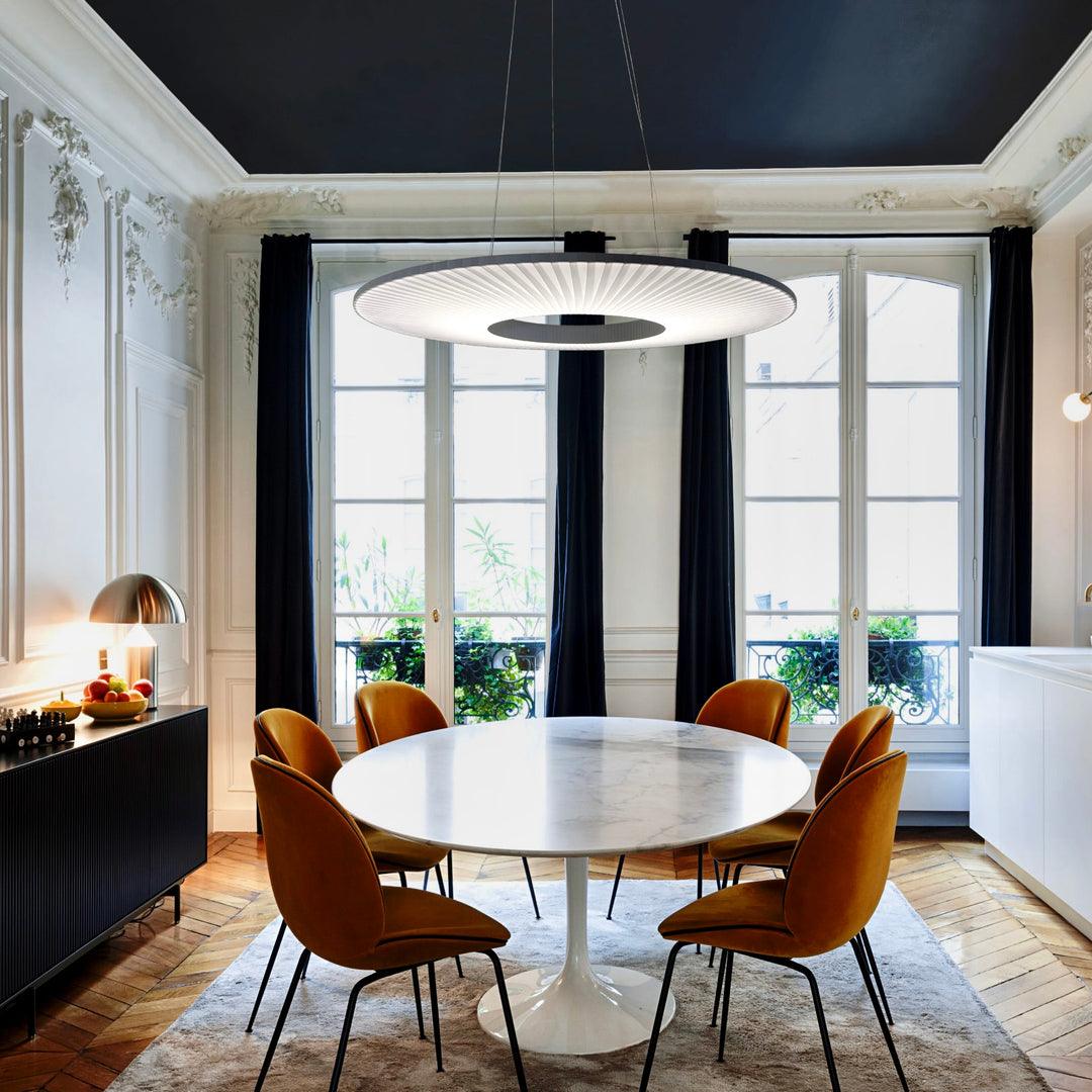 Pendant Lamp Modern with Round Pleated Shade and Open Center
