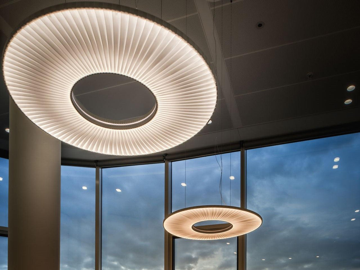 Pendant Lamp Modern with Round Pleated Shade and Open Center
