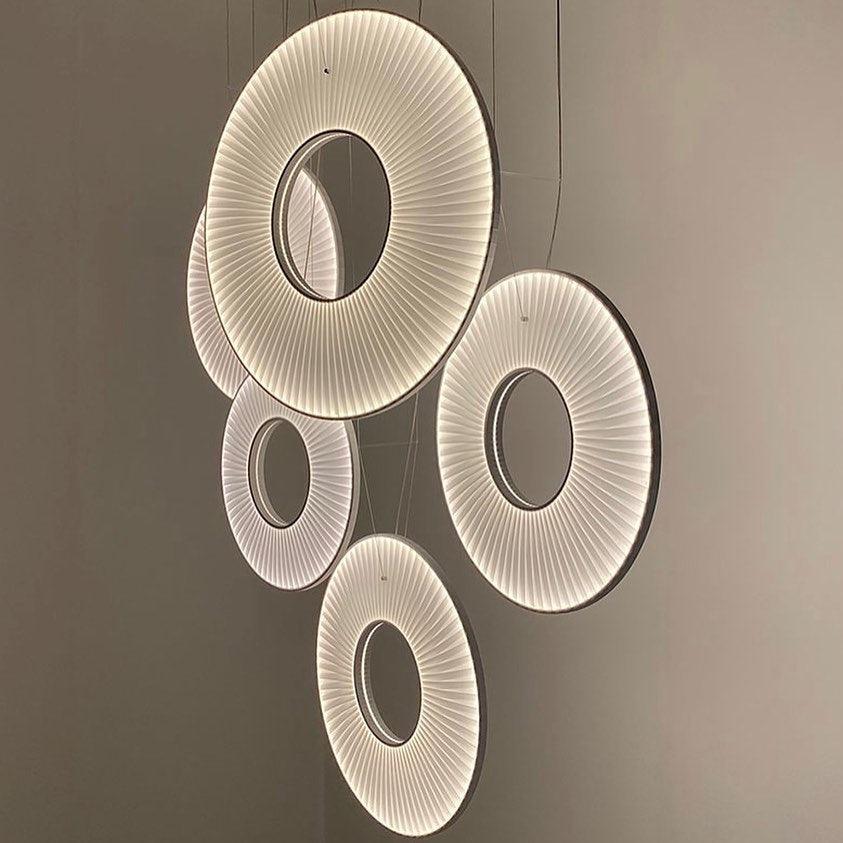 Pendant Lamp Modern with Round Pleated Shade and Open Center