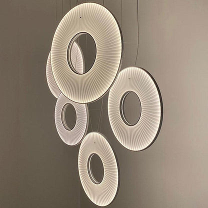 Pendant Lamp Modern with Round Pleated Shade and Open Center