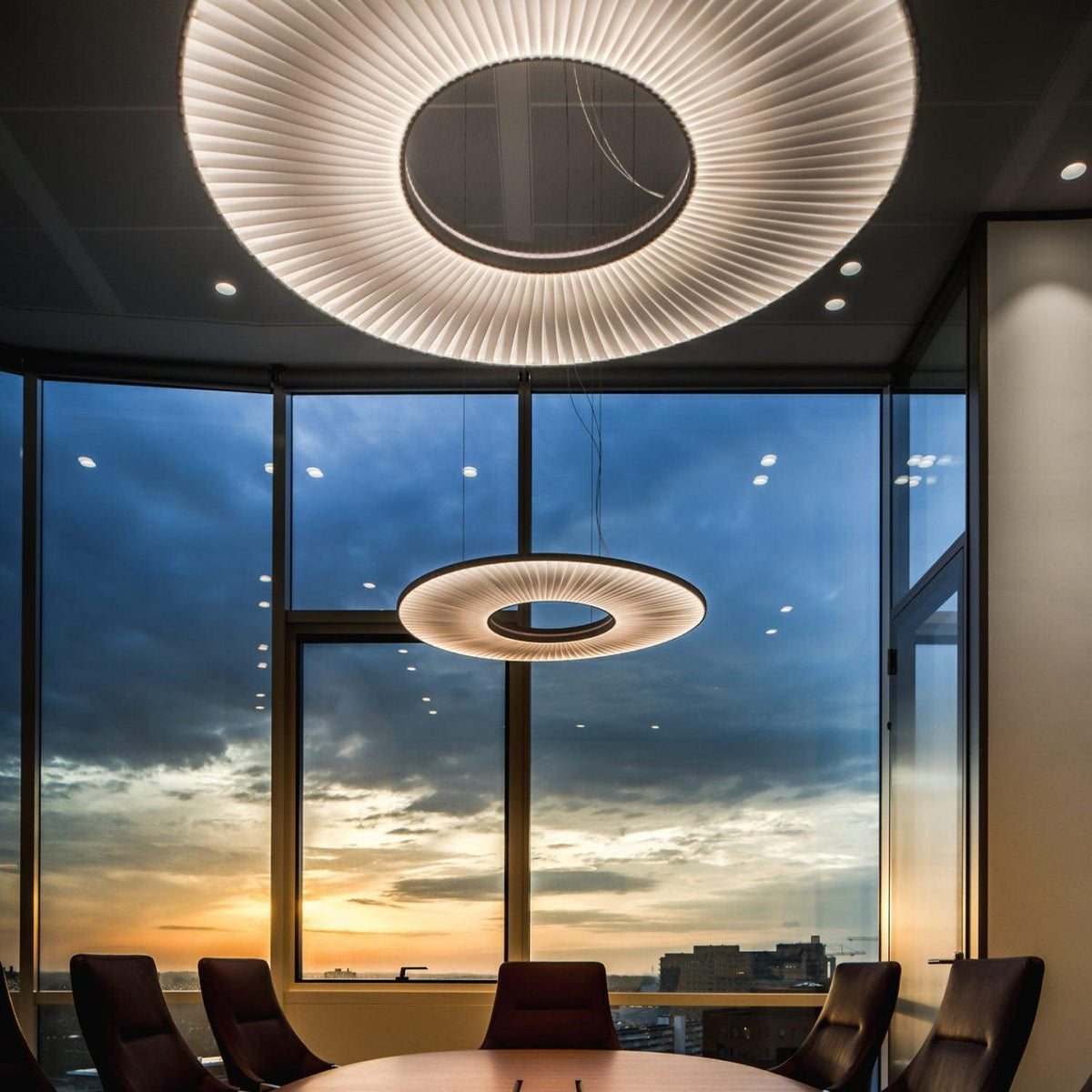 Pendant Lamp Modern with Round Pleated Shade and Open Center