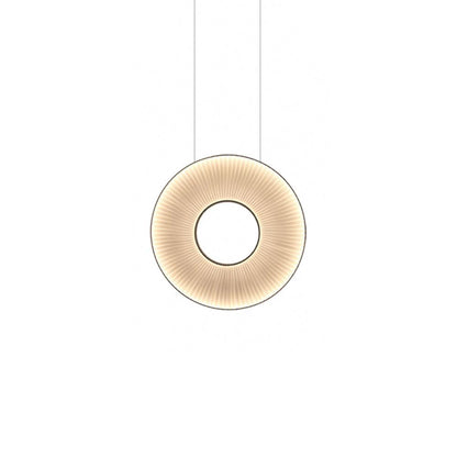 Pendant Lamp Modern with Round Pleated Shade and Open Center
