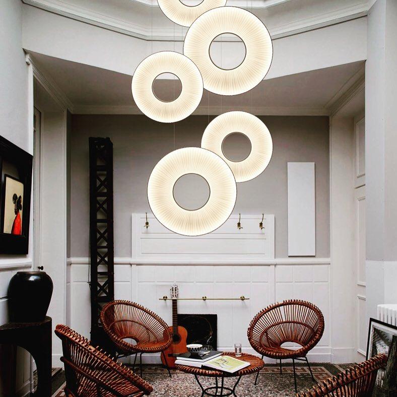 Pendant Lamp Modern with Round Pleated Shade and Open Center