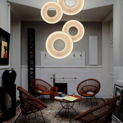 Pendant Lamp Modern with Round Pleated Shade and Open Center