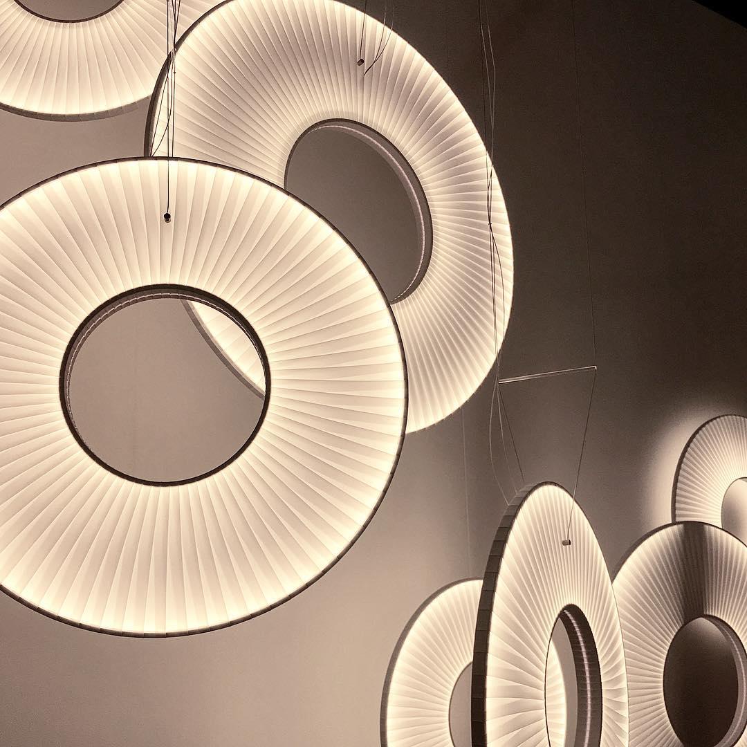 Pendant Lamp Modern with Round Pleated Shade and Open Center