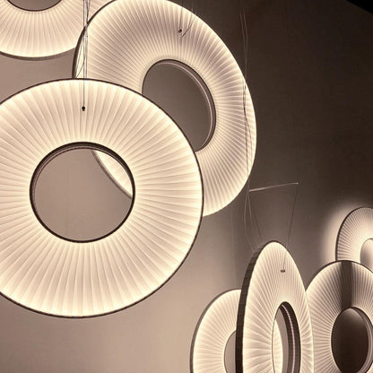 Pendant Lamp Modern with Round Pleated Shade and Open Center