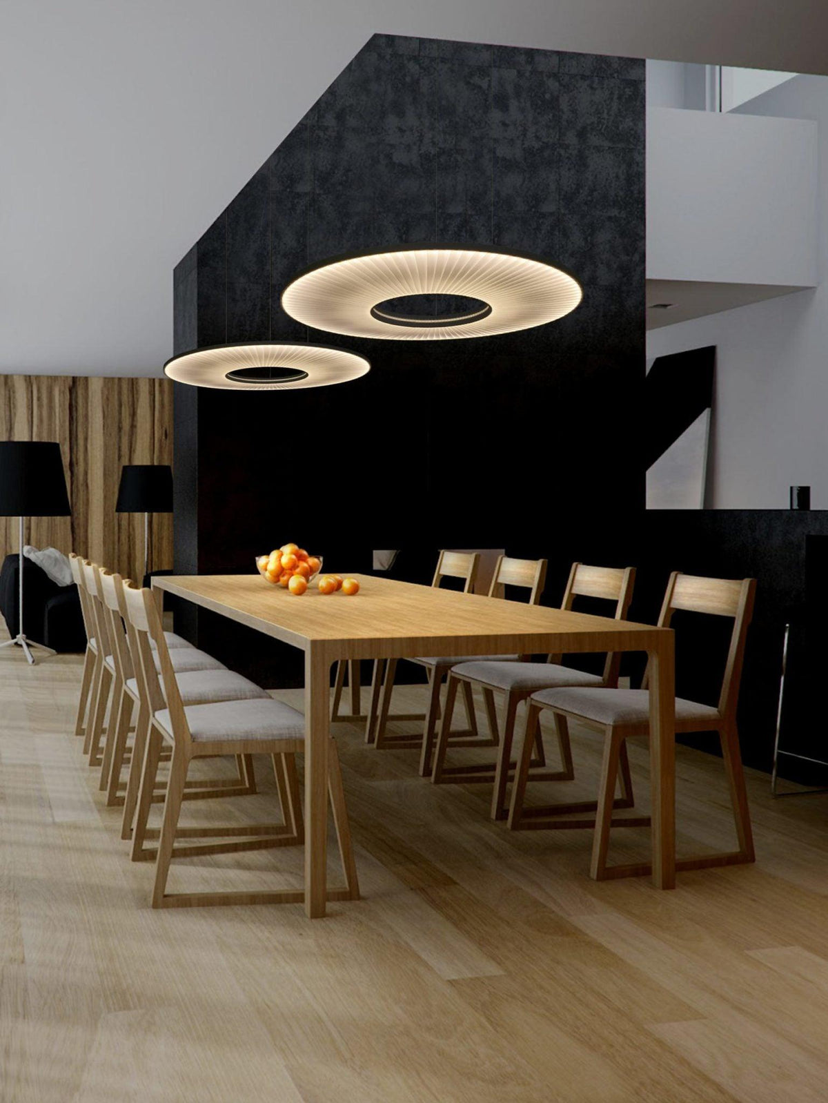 Pendant Lamp Modern with Round Pleated Shade and Open Center
