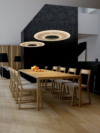Pendant Lamp Modern with Round Pleated Shade and Open Center