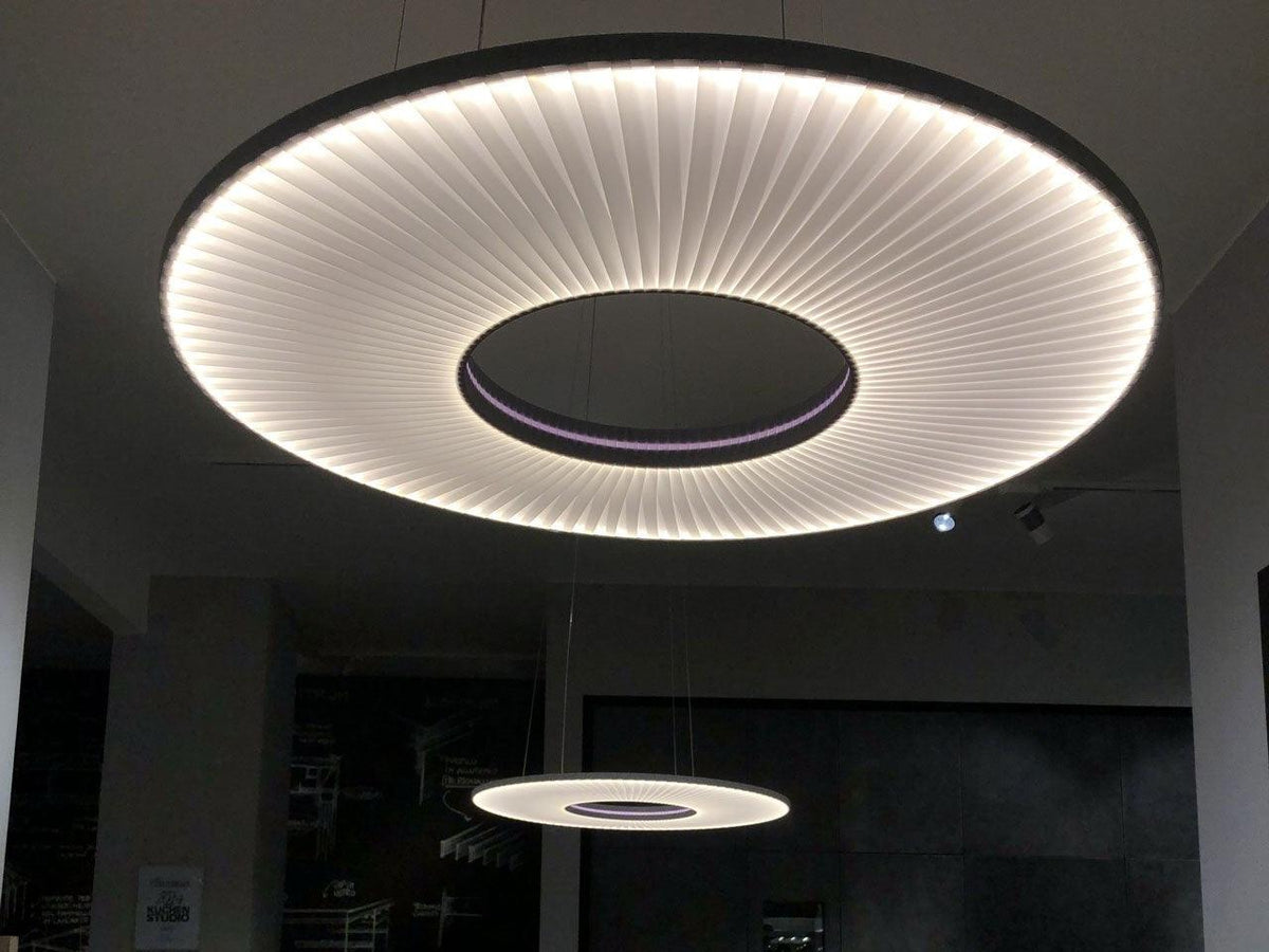 Pendant Lamp Modern with Round Pleated Shade and Open Center