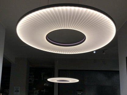 Pendant Lamp Modern with Round Pleated Shade and Open Center